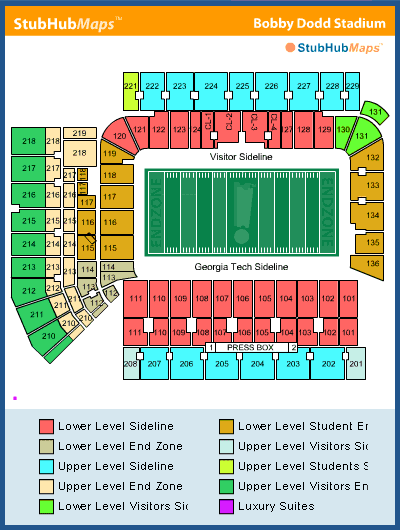 Seating Chart Bobby Dodd Stadium