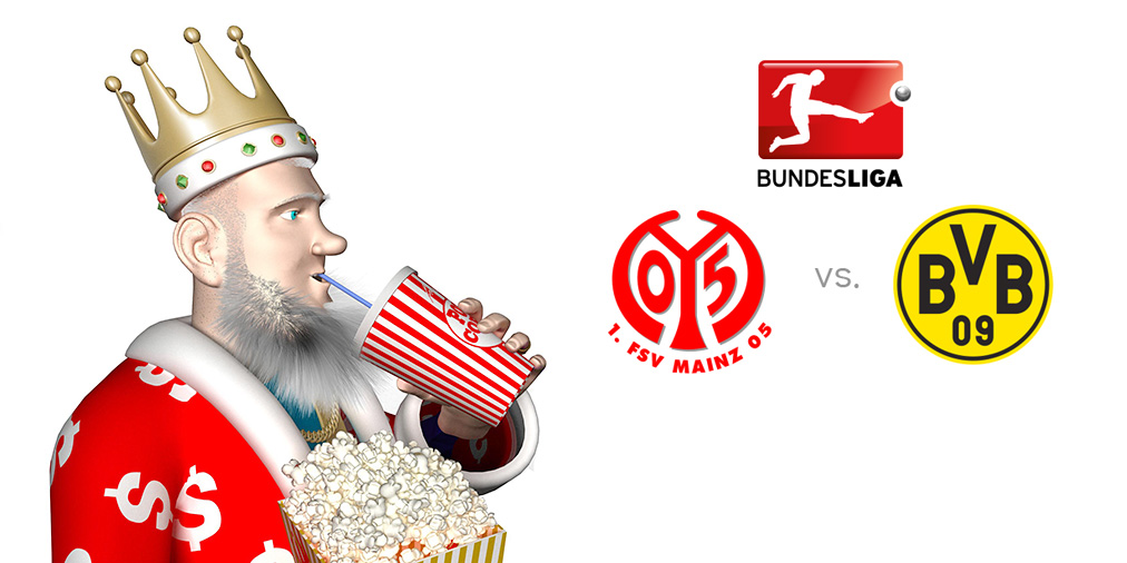 The King, while eating popcorn, presents the latest German Bundesliga machup - Mainz vs. Borussia Dortmund - Coming up later today!