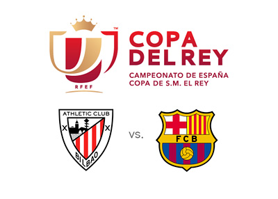 Copa del Rey Final 2015 - Athletic Bilbao vs. Barcelona FC - Tournament logo and team crests