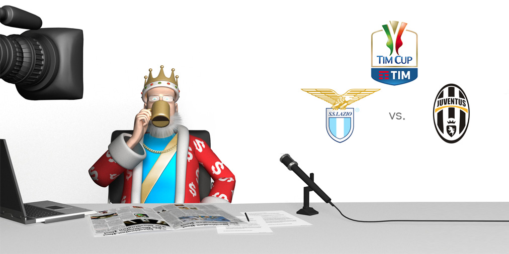 From his TV studio, the King is going over the upcoming Coppa Italia (Italian Cup) match between Lazio and Juventus