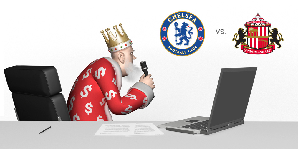 The King presents the English Premier League matchup between Chelsea and Sunderland. Live from the Kings Sports studio.