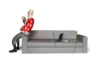 The King is leaning on the couch, with a coffee in his hand, and offering an opinion on MMA betting.