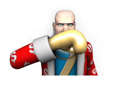 The King has been in the boxing ring. Kissing his gold coloured glove.