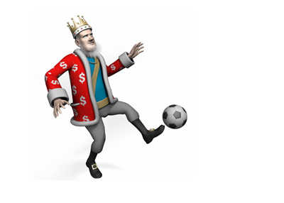 The King is receiving a soccer ball in skillful manner.