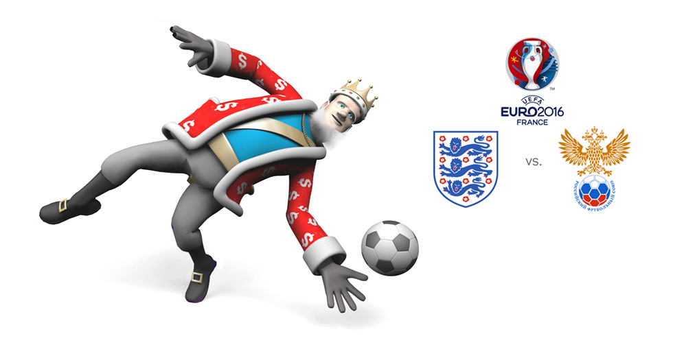 The King is a goalie today.  Presenting England vs. Russia the UEFA Euro 2016 match.