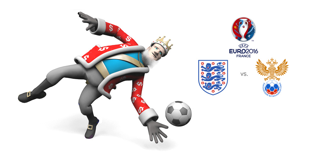 The King is a goalie today. Presenting England vs. Russia the UEFA Euro 2016 match.
