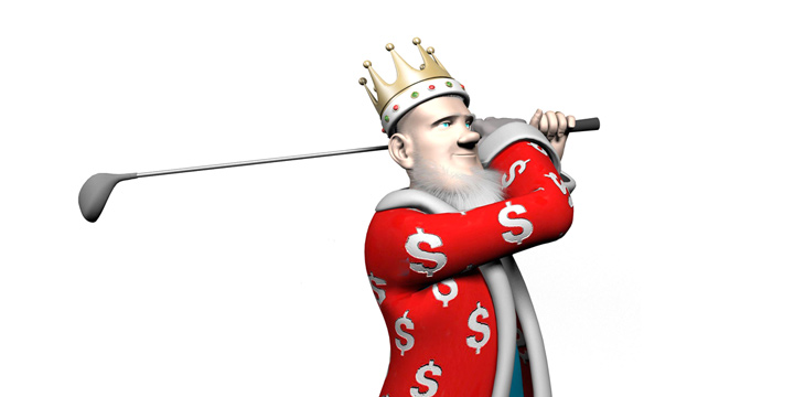 The King is out golfing. What a nice swing!