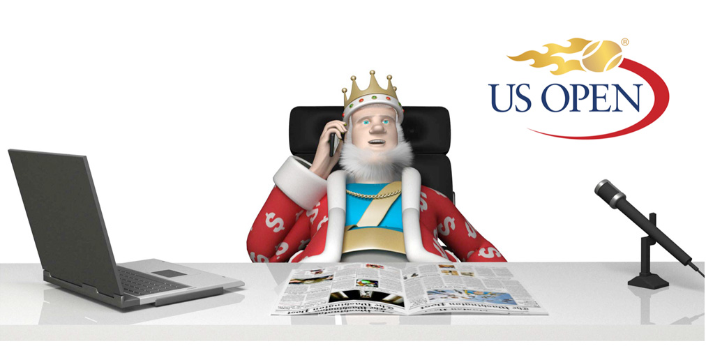 The King is sitting at his office desk discussing the upcoming US Open 2016 tennis tournament