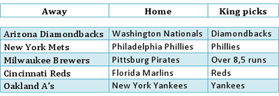 Kings picks for MLB matchups - August 23rd, 2011 - Diamondbacks, Nationals, Mets, Phillies, Breweres, Pirates, Reds, Marlins, As, Yankees