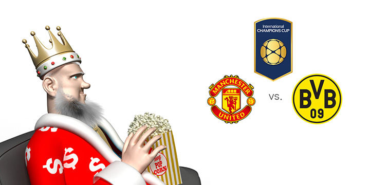 The King is eating popcorn and looking forward to the upcoming pre-season match featuring Manchester United and Borussia Dortmund at the 2016 International Champions Cup