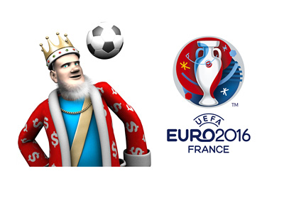 The King is juggling the ball on his shoulder while talking about the top goalscorer odds for the upcoming Euro 2016 tournament in France