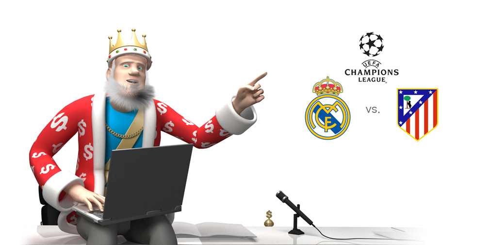The King is presenting the upcoming UEFA Champions League final match between Real Madrid and Atletico Madrid. The game will take place at the San Siro stadium in Milan on Saturday, May 28th, 2016