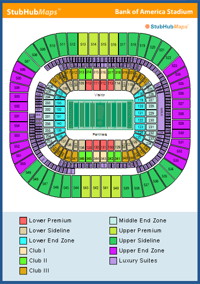 -- Seating chart by stubhub - Bank of America Stadium --