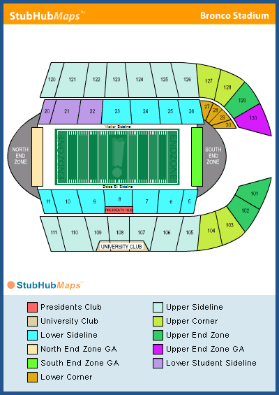 -- Bronco Stadium, Boise, Idaho - stubhub seating chart - buy game tickets --