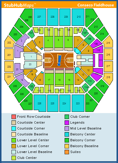 Stubhub seating chart - Venue – Conseco Fieldhouse, Indianapolis, 