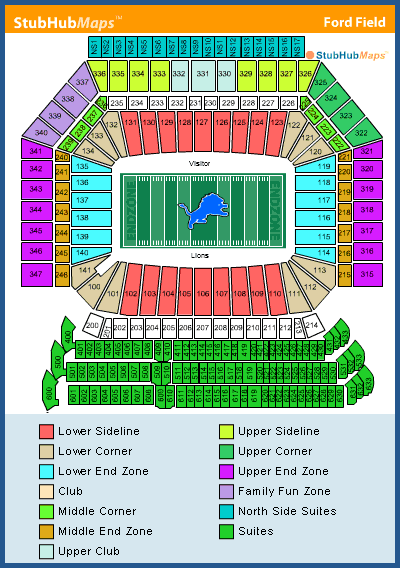 -- Ford Field Detroit Michigan - Seating Chart by Stubhub.com - Buy Event Tickets - NCAA Football --