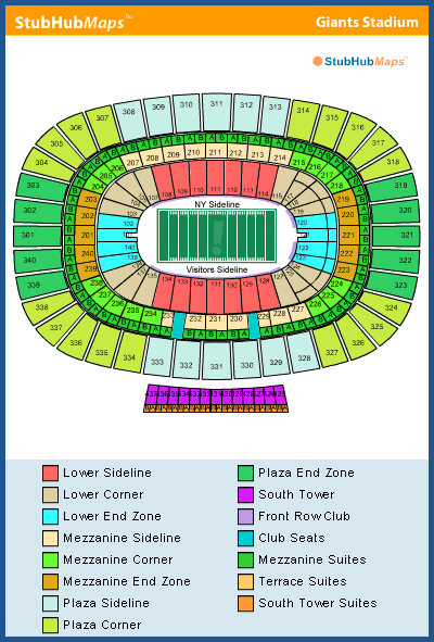 Stadium seating chart - Giants - East Rutherford, New Jersey - Buy event