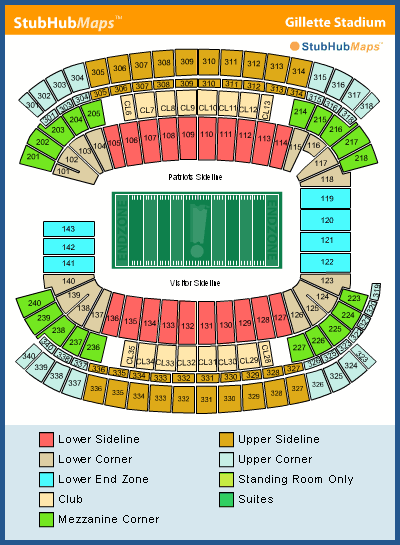 -- Gillette Stadium - Foxborough, Massachusetts - Stubhub seating chart --