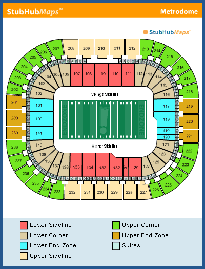 -- seating chart - metrodome minneapolis - stubhub - buy event tickets - nfl football - vikings --