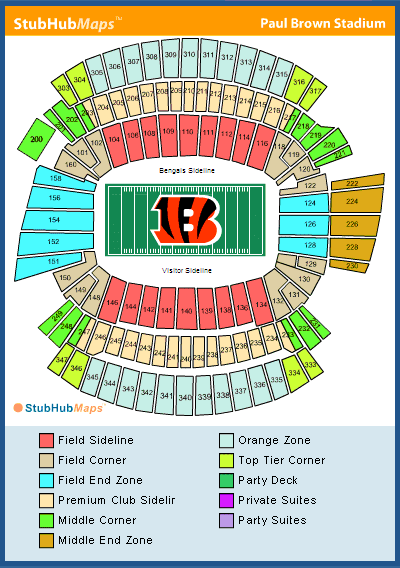 -- Seating Chart - Cincinnati Benglas Stadium - Paul Brown --