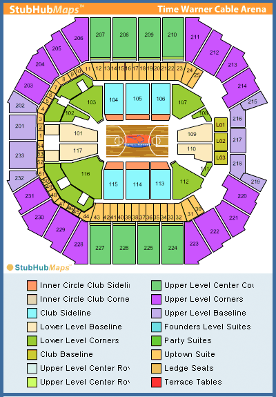 -- Time Warner Cable Arena, Charlotte, North Carolina - Stubhub.com - Seating Chart --
