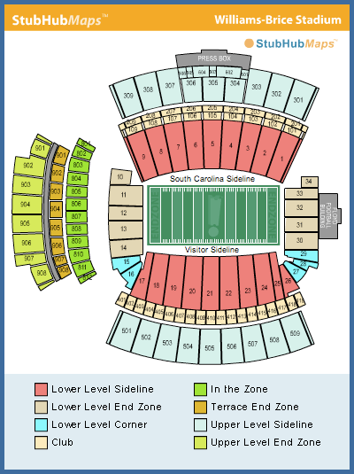 -- seating chart by stubhub.com - williams brice stadium - columbia - south carolina - event ticket sale --