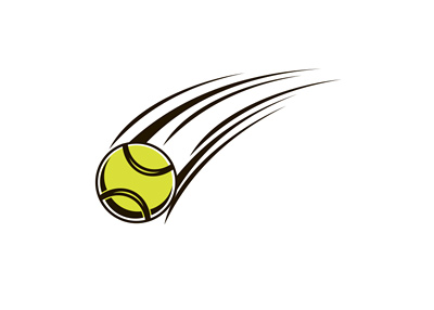 Tennis ball leaving a streak. Black and white drawing.