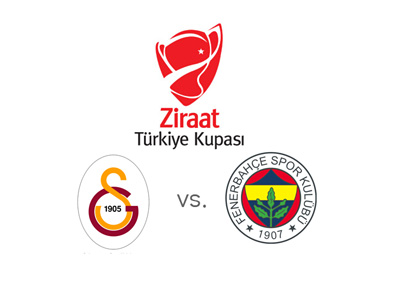 Turkish Kupasi (Turkish Cup) 2016 final - Galatasaray vs. Fenerbahce - Tournament logo - Ziraat and team crests - Matchup and odds