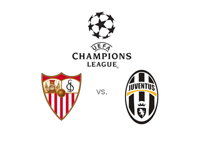 Sevilla vs. Juventus - UEFA Champions League logo and team badges / crests