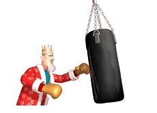 -- The King is punching the bag --