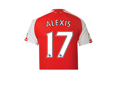 Arsenal FC 2014/15 Shirt - Alexis Sanchez - Number 17 - Back Side