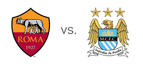 AS Roma vs. Manchester City - Matchup and Odds - UEFA Champions League - Team Logos / Badges / Crests