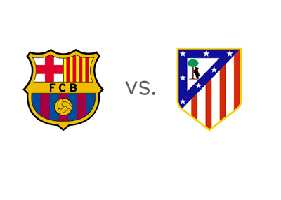 Spanish la Liga - Primera - Barcelona vs. Atletico Madrid - Team logos / crests / badges