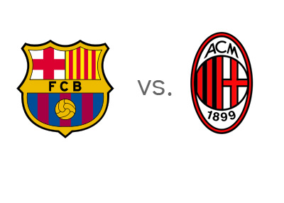 UCL Matchup - Barcelona vs. AC Milan - Team Logos