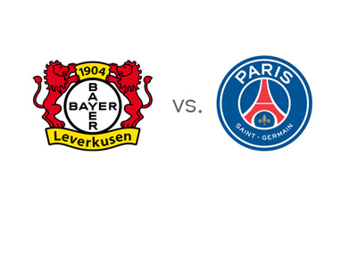 UEFA Champions League Matchup - Bayer Leverkusen vs. Paris Saint-Germain (PSG) - Team Logos