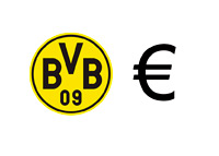 Borussia Dortmund team logo and Euro currencty symbol