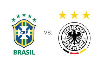 FIFA World Cup - Brazil (Brasil) vs. Germany - Team Logos - Badges - Crests - Matchup - Odds