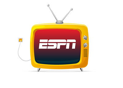 Old TV on ESPN channel - Illustration