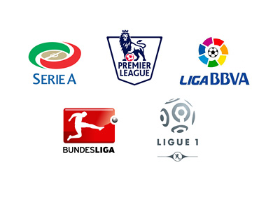 The Euro Big Five leagues - English Premier League, Spanish La Liga, French Ligue 1, Bundesliga and Italia Serie A - Tournament lgoos