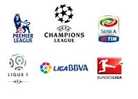 Euro Football League Logos - UEFA Champions League - English Premier League - French Ligue 1 - Italian Serie A - German Bundesliga - Spanish La Liga
