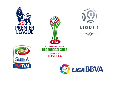 FIFA Club World Cup 2013, English Premier League, Italian Serie A, French Ligue 1 and Spanish La Liga - Logos