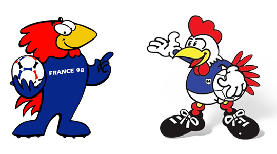 France football mascots - Peno - 1984 Euro Cup - Footix - 1998 FIFA World Cup