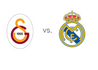 The UEFA Champions League matchup - Galatasaray vs. Real Madrid - Team Crests