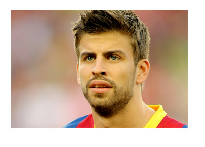 Gerard Pique wearing a Barcelona FC jersey - Year 2011