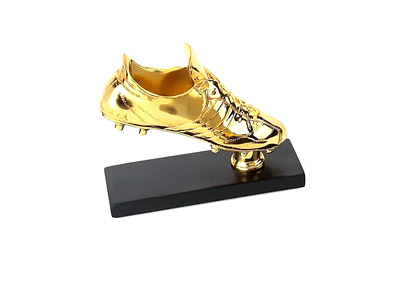 Photo of the Golden Shoe trophy with white background