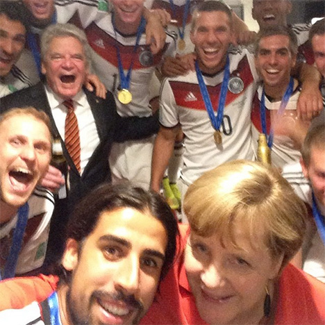 Sami Khedira and Angela Merkel selfie photo