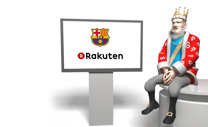 The King presents the new shirt deal between Barcelona FC and Rakuten a Japanese retail giant.