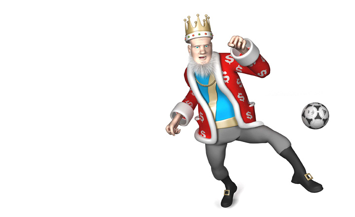 The King is doing a move with a football. Representing with a special skill.