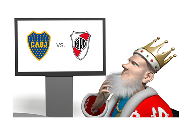 The King is watching the El Superclasico - Boca Juniors vs. River Plate - Shaking his head and scratching his beard