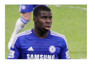 Kurt Zouma wearing the Chelsea FC jersey vs. Everton - 2014/15 Season